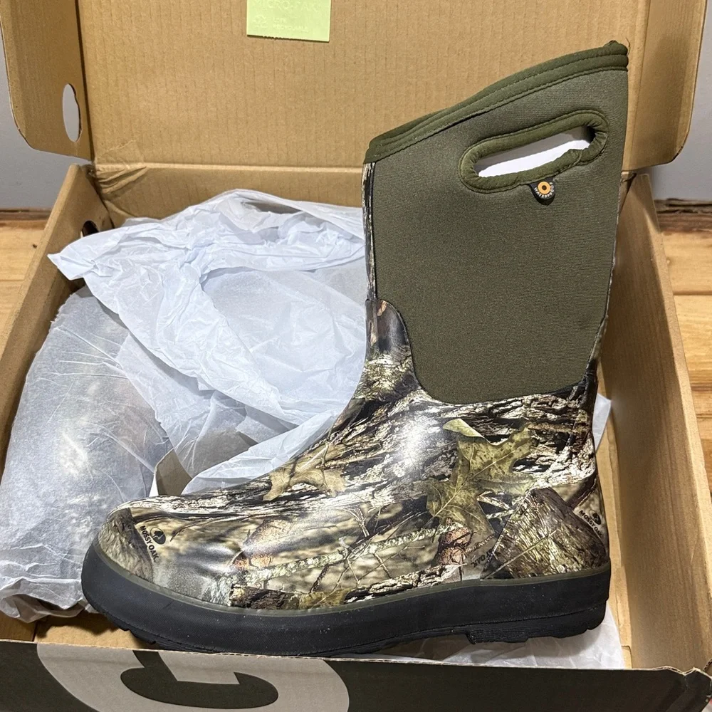 NEW! BOGS x Mossy Oak Classic II Rain Waterproof Boot Pull On Green Boy's Size 7
